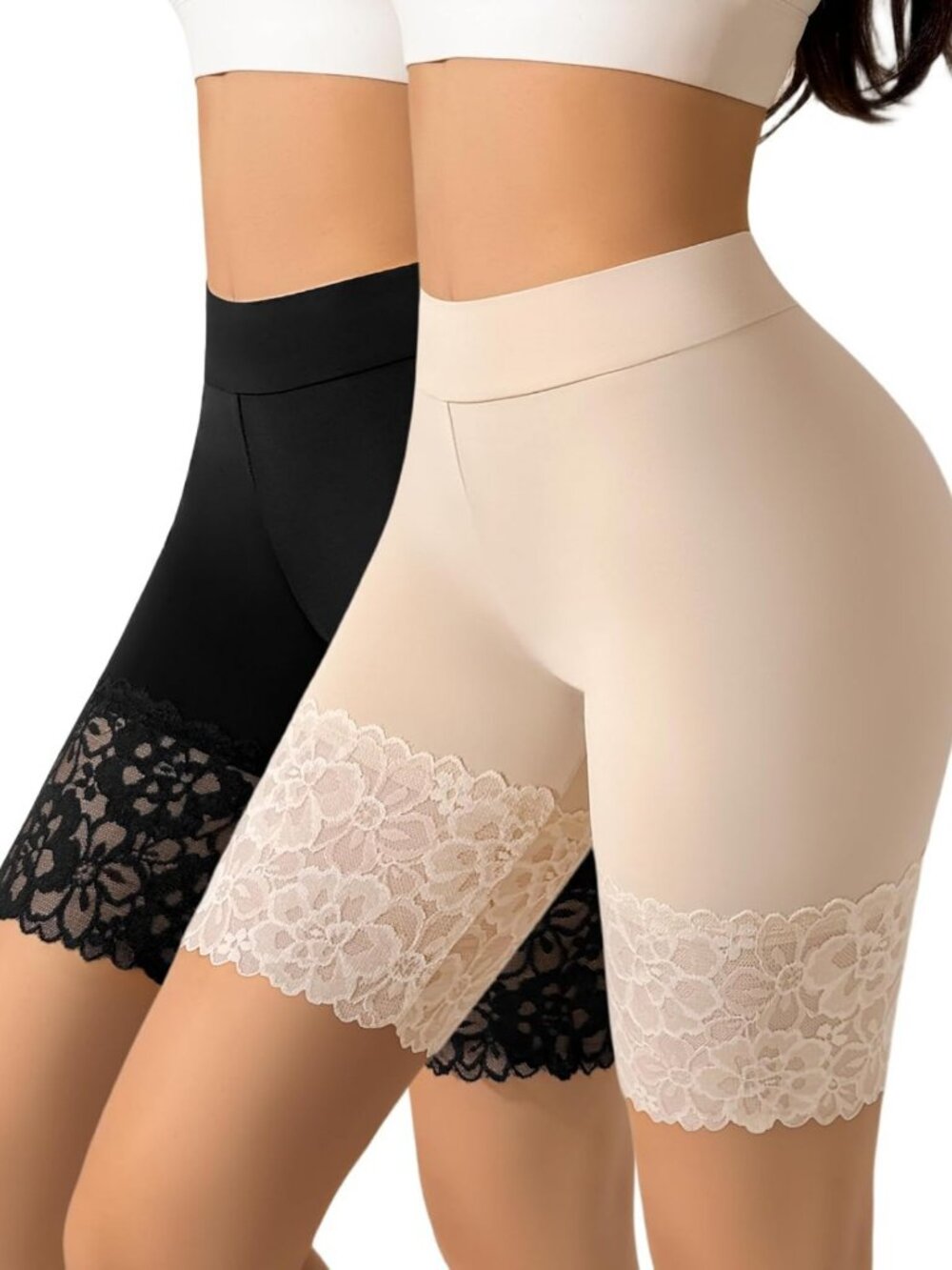 Smooth Anti-Chafing Lace Slip Shorts for Women | Seamless High Waisted Boyshorts